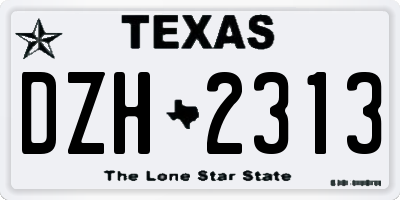 TX license plate DZH2313