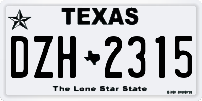 TX license plate DZH2315