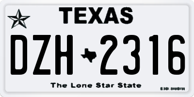 TX license plate DZH2316