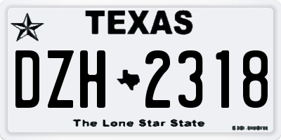 TX license plate DZH2318