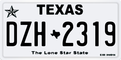 TX license plate DZH2319