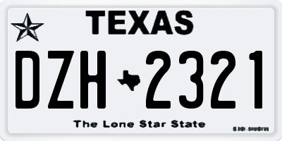 TX license plate DZH2321