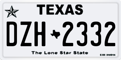 TX license plate DZH2332