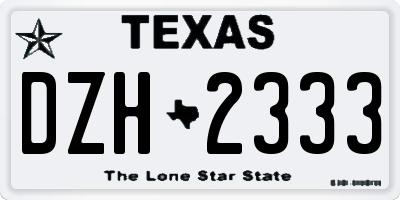 TX license plate DZH2333
