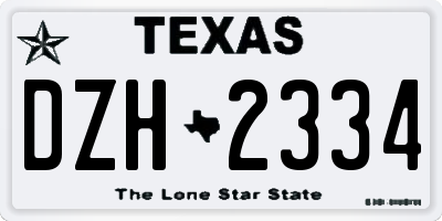 TX license plate DZH2334