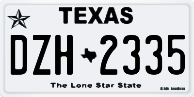 TX license plate DZH2335