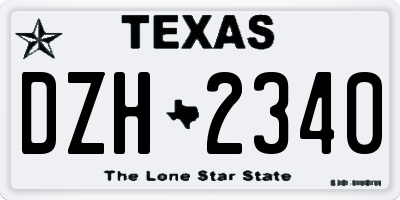 TX license plate DZH2340