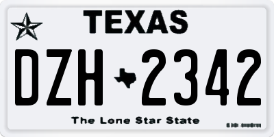 TX license plate DZH2342