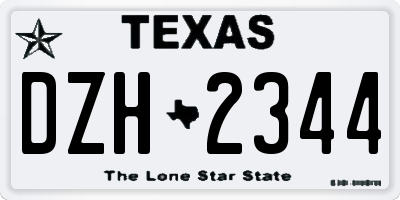 TX license plate DZH2344