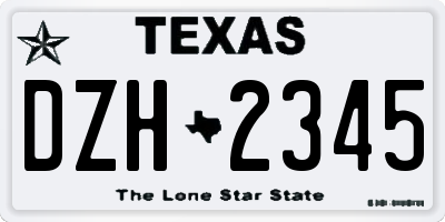 TX license plate DZH2345