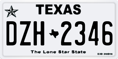 TX license plate DZH2346