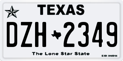 TX license plate DZH2349