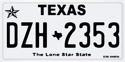 TX license plate DZH2353