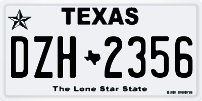 TX license plate DZH2356