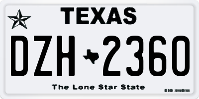 TX license plate DZH2360