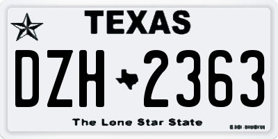 TX license plate DZH2363