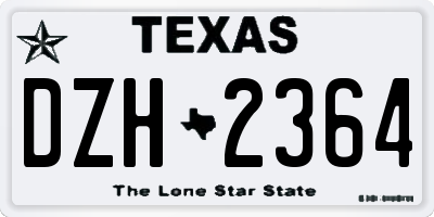 TX license plate DZH2364