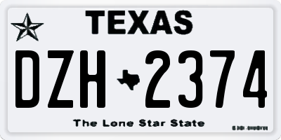 TX license plate DZH2374