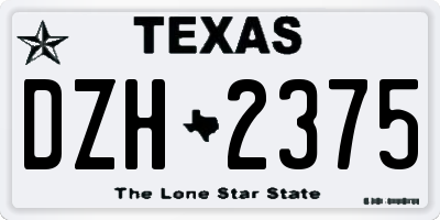 TX license plate DZH2375