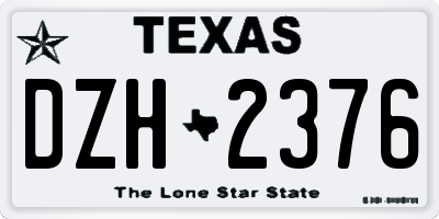 TX license plate DZH2376
