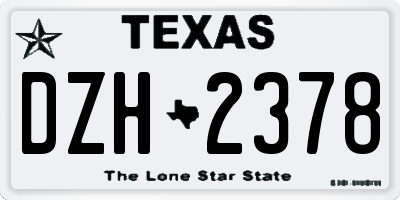 TX license plate DZH2378
