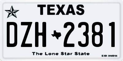 TX license plate DZH2381