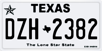 TX license plate DZH2382