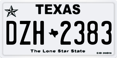 TX license plate DZH2383