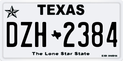 TX license plate DZH2384