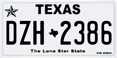TX license plate DZH2386