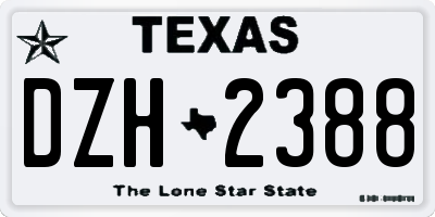 TX license plate DZH2388