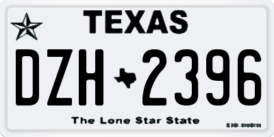 TX license plate DZH2396