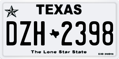 TX license plate DZH2398