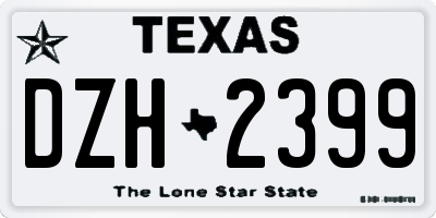 TX license plate DZH2399