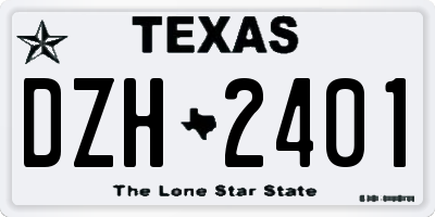 TX license plate DZH2401