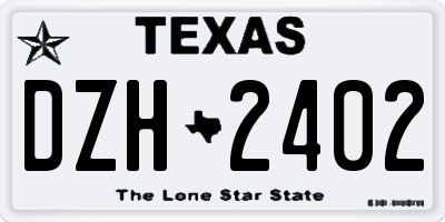 TX license plate DZH2402