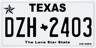 TX license plate DZH2403