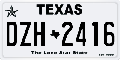 TX license plate DZH2416