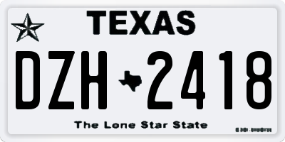 TX license plate DZH2418