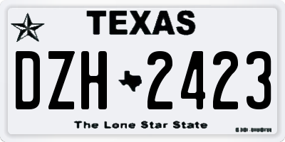 TX license plate DZH2423