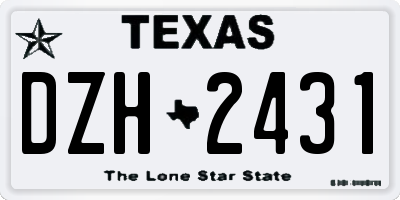 TX license plate DZH2431