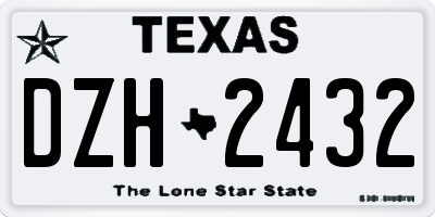 TX license plate DZH2432