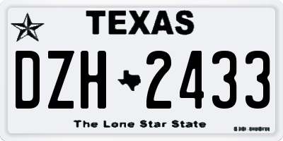 TX license plate DZH2433