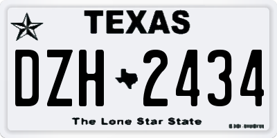 TX license plate DZH2434