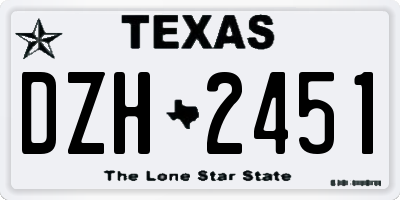 TX license plate DZH2451