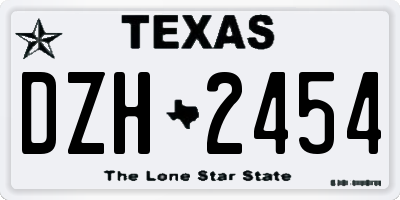 TX license plate DZH2454