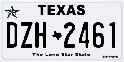 TX license plate DZH2461