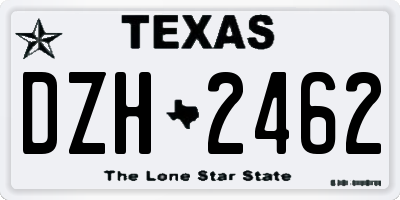 TX license plate DZH2462