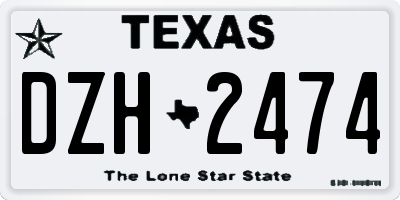 TX license plate DZH2474