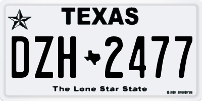 TX license plate DZH2477
